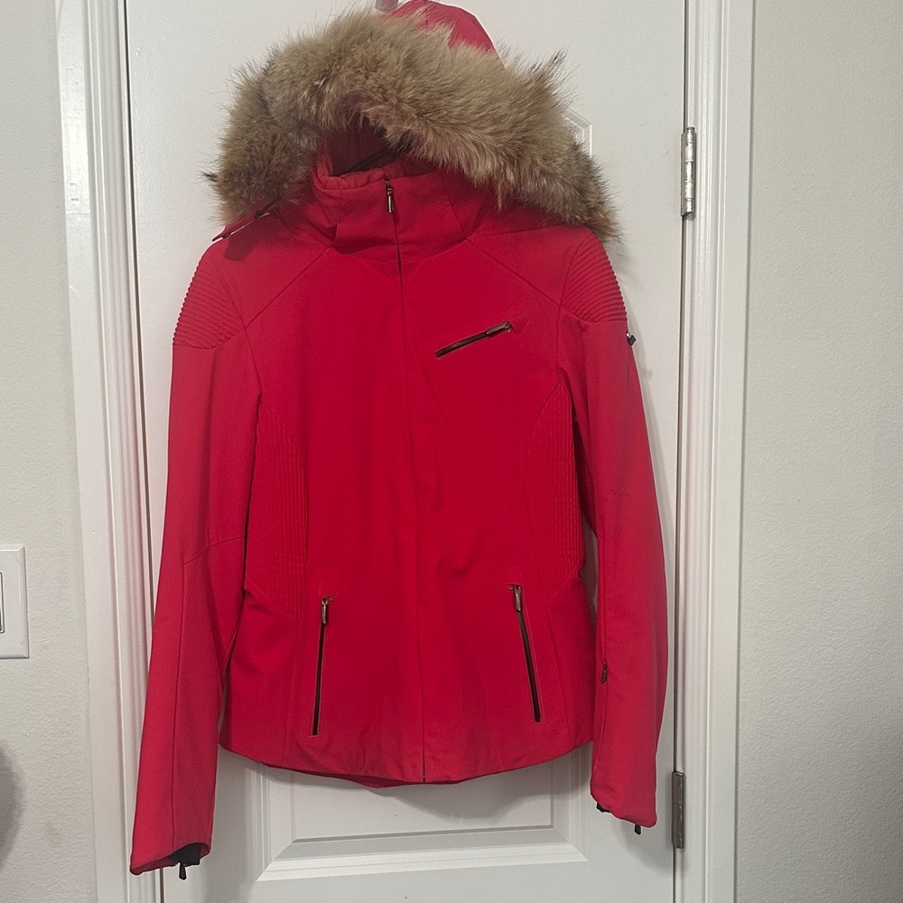 Spyder Women's Pink Ski Jacket with Fur Hood